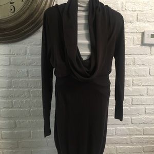 Vertigo deep drape cowl neck brown dress